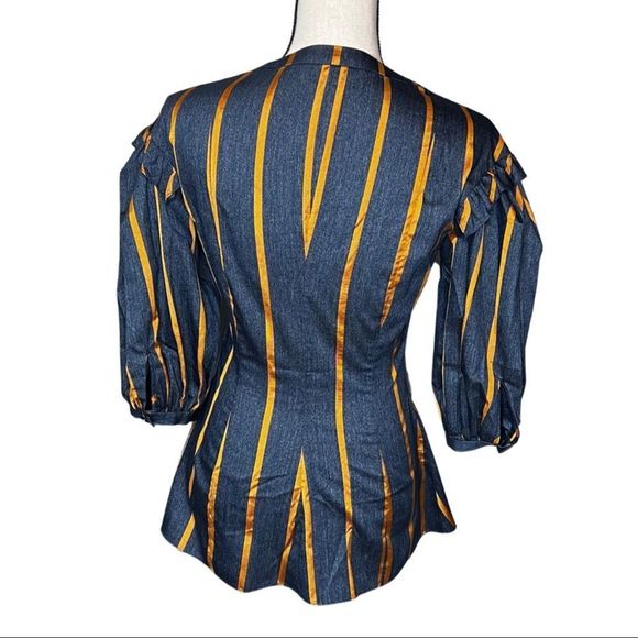 Exaggerated Ruffle Striped Cotton Top - Picture 4 of 10